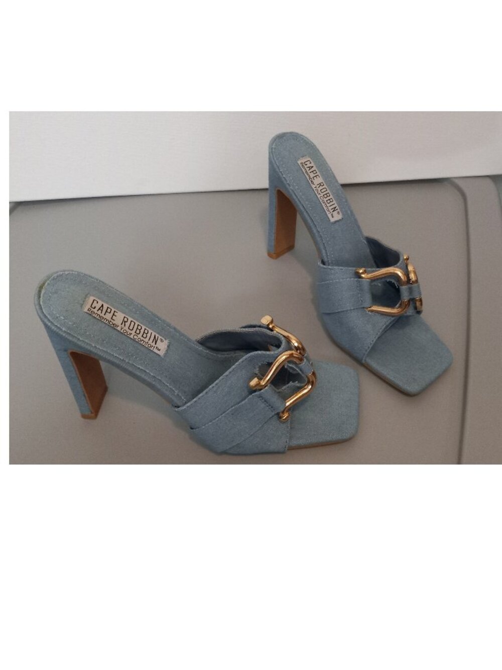 CAPE ROBBIN Women Denim High Heels Mules Size 7